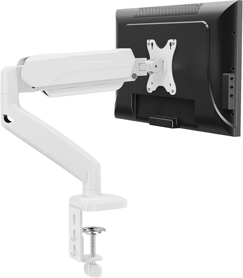MOUNTUP Single Monitor Desk Mount, Adjustable Gas Spring Monitor Arm Support Max 32 Inch Screen, Computer Monitors Stand with Clamp/Grommet Mounting Base, VESA Mounts Fit 4.4-17.6lbs Computer