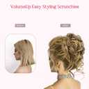 HOOJIH 2PCS Messy Bun Hair Piece, Tousled Updo with Tendrils Hair Bun Extensions Wavy Curly Hair Wrap Ponytail Hairpieces Hair Scrunchies for Women HB010 Dasiy - Light Golden Blonde