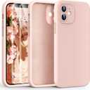 HATOSHI for iPhone 12 Case, [Upgraded Camera Protection] Liquid Silicone Phone Case with 2 Screen Protectors, Soft Anti-Scratch Microfiber Lining Shockproof Phone Cover, 6.1 inch, Pink
