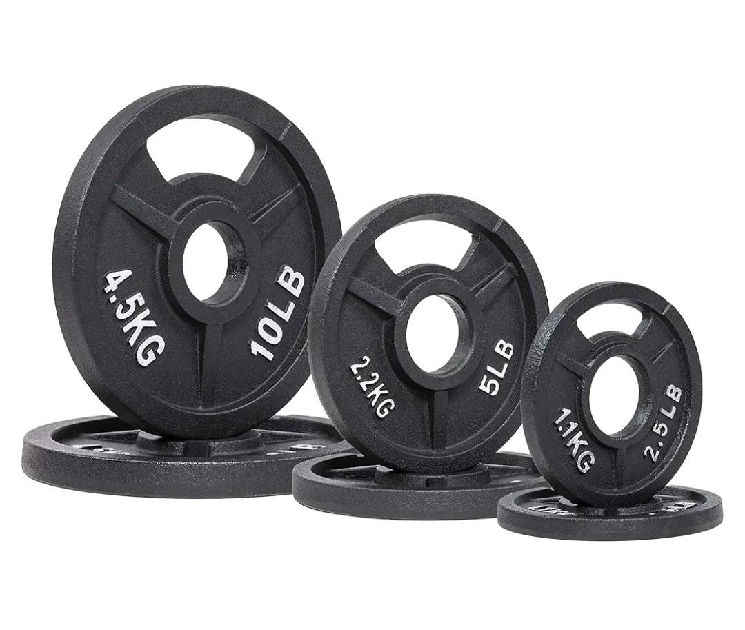 Signature Fitness Olympic 2-Inch Cast Iron Plate Weight Plate for Strength Training and Weightlifting, Multiple Sizes