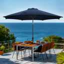wikiwiki 9FT Patio Umbrellas Outdoor Table Market Umbrella with Push Button Tilt/Crank, 8 Sturdy Ribs, Fade Resistant Waterproof POLYESTER DTY Canopy for Garden, Lawn, Deck,Backyard&Pool,Midnight Blue