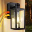 Porch Light with GFCI Outlet,Dusk to Dawn Motion Sensor Outdoor Light,3 Lighting Modes Exterior Lights Fixture,Anti-Rust Front Porch Light Wall Lantern(Bulb Not Included)