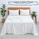 Cottington Lane 100% Cotton Olympic Queen Sheet Set, 4 Piece White Luxury Hotel Quality Sheets, Deep Pocket Fits 8-16 Inch Mattress, Breathable, Durable, Cooling Sheets with Smooth Satin Weave