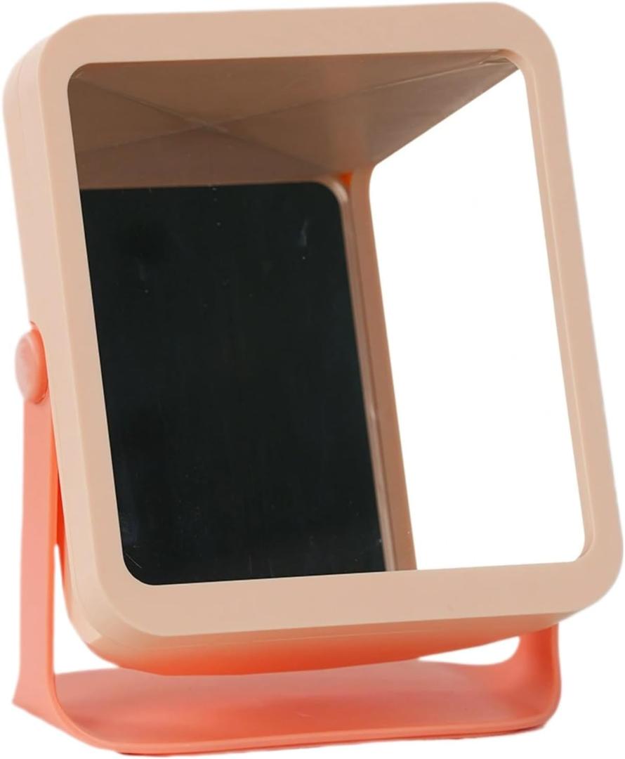 Non-Reversing Mirror with Authentic Image Reflection - Inverted Mirror for Clear, Accurate Makeup & Grooming, Desktop Vanity Essential (Pink)