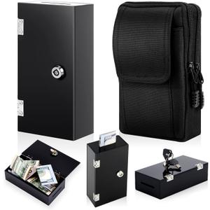 Extra Large Acrylic Gambling Box Winners Bank Portable Cash Box with 2 Keys Pocket Sized Large Capacity Waist Bag Casino Lock Bag Gifts Storage Stops Addictive Urges to Gamble(Black)