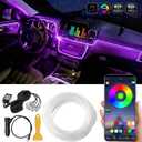 Acrylic Interior Car LED Strip Light with Wireless APP, RGB Dreamcolor 6 in 1 with 175 inches 593 LEDs Fiber Optic Ambient Lighting Kits, 16 Million Colors Sound Active Function Car Neon Lights