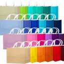 qiqee 24 Colors Large Gift Bag with Handles Bulk 24PCS Paper Party Bags 13"x4.5"x10" Multiple Uses (32x11x25cm,Wide Large)