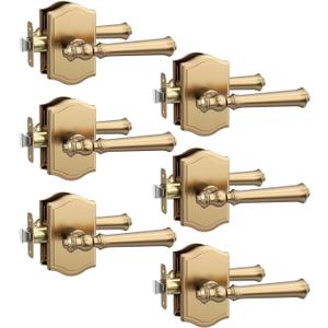 Asidrama 6 Pack Champagne Bronze Passage Door Handles, Door Lever with Door Knobs Indoor for Bedroom or Bathroom, Heavy Duty Door Handles Interior with Locks for Left Right Sided Doors ZR19-262