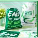 Kacctyen 6 Pcs Breast Cancer Awareness Bags Party Favor Green Ribbon Drawstring Backpacks for Cancer Awareness Month Party Gifts