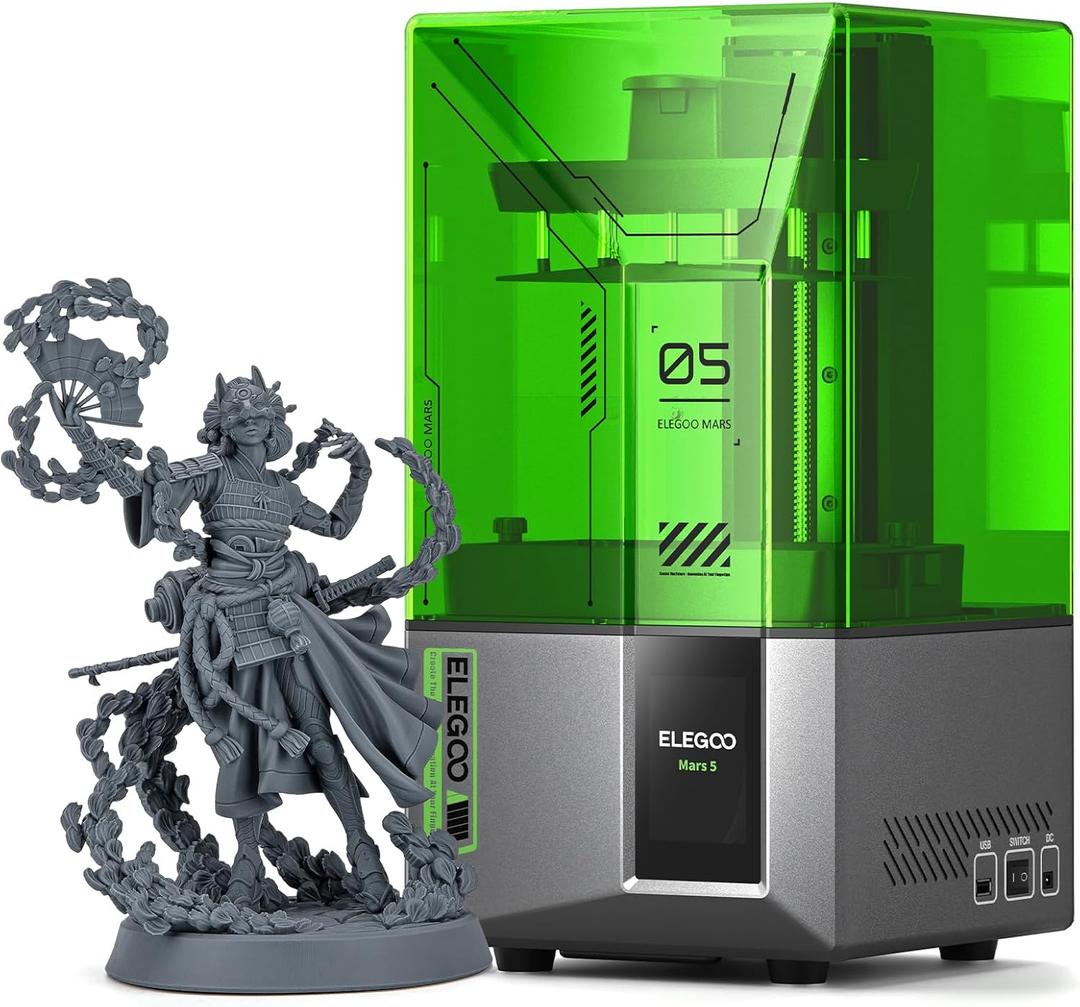 ELEGOO Mars 5 MSLA Resin 3D Printer, Smart Mechanical Sensor, Intelligent Automatic Leveling, COB Light Source, 6.6-inch Mono 4K LCD Screen, Large Printing Size 143.43 x 89.6 x 150 mm