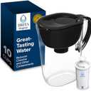 Brita Large 10-Cup Water Filter Pitcher, WQA NSF/ANSI Certified, Removes Chlorine Taste & Odor, Reduces Zinc, Copper & Mercury, 1 Standard Filter, Lasts 2 Months, Black( Used)