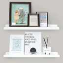 Picture Ledge Shelf with Lip, Black Floating Shelves for Wall Set of 2, 24 inch Wall Floating Shelves for Bedroom Living Room Bathroom Kitchen