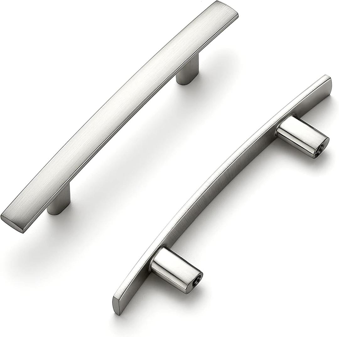 Ravinte 10 Pack Cabinet Handles Brushed Nickel Cabinet Pulls Kitchen Cabinet Handles,Curved Drawer Pulls in 5-3/16 Inch Length with 3 Inch Hole Center Arch Kitchen Cabinet Hardware