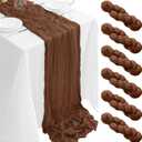 6Pack Brown Table Runner 35 x 120 inch Brown Cheesecloth Table Runner 10FT Boho Table Runners Rustic Gauze Cheese Cloth Table Runners for Party Wedding Birthday Dining Bridal Shower Baby Shower Decor