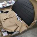 VICLLAX Round Patio Dining Table, 4-6 Person Metal Outdoor Dining Table with Umbrella Hole for Garden Lawn Deck, 47.2" Grey