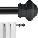 Authandis Matte Black Curtain Rods for Windows 32" to 78" with Brackets,5/8" Diameter Heavy Duty Curtain Rod Set,Easy Install Drapery Rods