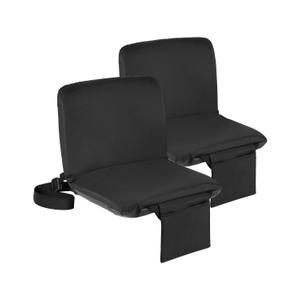 Sportneer Stadium Seats with Back Support: 6 Reclining Positions Bleacher Seat with Carry Handle & Storage Pocket - Folding Bleacher Chairs with Back and Cushion for Sports Outdoors Events, Black