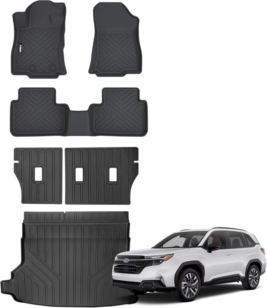 Floor Mats for 2025 2026 Subaru Forester All Weather Trunk Mat with Backrest Mat TPE Rubber Floor Liner Set Cargo Liner for 2025 2026 Subaru Forester Accessories
