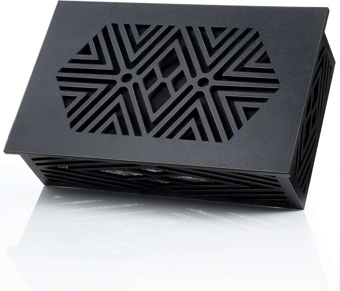 Saillong Doorbell Chime Cover Box Only, Decorative Wood Doorbell Cover for Wall inside With Geometric Design, Universal Indoor Doorbells Covers with Self Adhesive Tape, Easy to Install (Black)