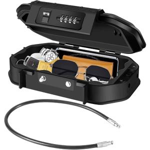 Waterproof Lock Box, Portable 4-Digit Combination Safe Boxes with Removable Cable, Anti-Theft Small Security Lockbox, Resettable Code Cash Case, Outdoor Key Hider for Travel, Gym, Hotel, Dorm, Beach