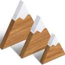 Maitys 3 Pcs 3 Size Mountain Shelf Decor Mountain Wooden Sign Farmhouse Wood Adventure Sign Woodland Nursery Decor Travel Table Centerpiece for Home(Beige)