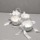 Flower Girl Basket with Pearl Handle, Ivory Fariy Wedding Baskets for Flower Girls, Set of 4