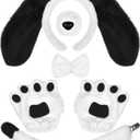 U-Goforst 5PCS Puppy Dog Ears Costume Set Floppy Headband Nose Tail Bowtie Paw for Adult Halloween Cosplay Accessories
