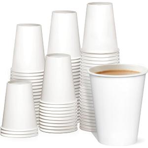12 oz.- 100 Pack Paper Hot Cups, Coffee Cups - White