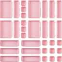 32 Pcs Desk Drawer Organizer Office Organization Tray Versatile Vanity with Nonslip Pads Makeup for Divider Storage Box Container Kitchen Bedroom (Rose Pink) ONG-Purpeak-146