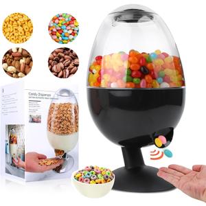 12"Large Automatic Candy Dispenser Machine,Vintage Motion Activated Candy Dispenser Touch Free,3 Distribution Options Desktop Auto Candy Dispenser for Office Desk,Home,Party (Black)