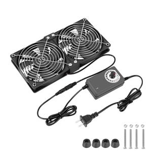 Dual 120mm High CFM Computer Fans with AC Plug, AC 110V - 240V Variable Speed Fan, Cooling for Server Closet Cabinet Mining Machine Chassis Workstation