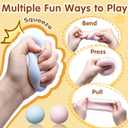 2 Pcs Squishy Toys Stress Balls, Sand Stress Ball, Moldable Squeeze Balls for Anxiety Relief, Soft Sensory Toys for Adults, Portable Stress Relief Toy for Office, School, Travel (Pink+Blue)