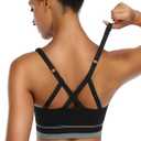 ANGOOL Strappy Sports Bra for Women, Longline Medium Support Yoga Bra Wirefree Padded Sports Bra with Adjustable Straps S