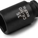 1/2" Drive Deep Impact Socket, 35mm Metric Socket, Axle Nut Socket CR-MO 6 Point for Easy Removal of Axle Shaft Nuts