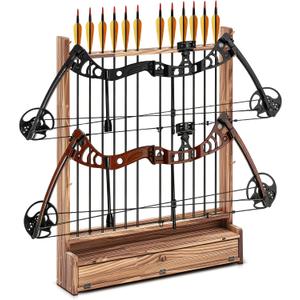 Geelin Wall Mounted Bow & Arrow Display Rack, Solid Wood Holder for 2 Compound Bows & 12 Arrows with Storage Drawer - Archery Home & Man Cave Decor, 31.5" L X 5.5" W X 38.2" H