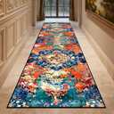 Washable Corridor Runner Rug,Non-Slip Bright Red Hallway Rug Runner with Upgrade Rubber Backing,Stain Resistant Faux Wool Distressed Carpet for Bedroom Kitchen Laundry Corridor Balcony (94.5" x 23.6") (1'11" x 7'11" (Runner))