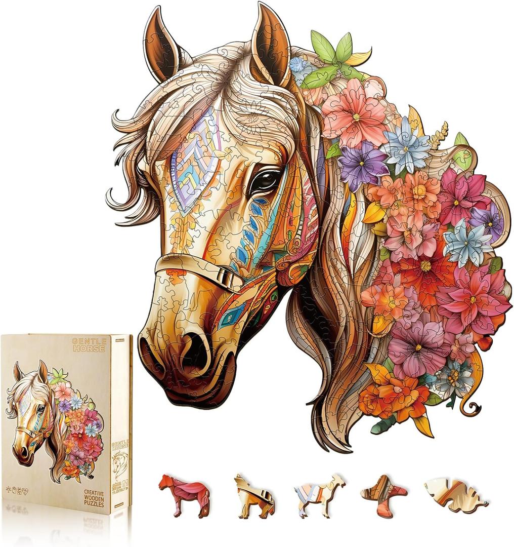Wooden Puzzle for Adults, Wooden Horse Puzzle, Wood Puzzles Adult, Birthday for Women Men, Family Puzzle Game (L-13.812.5in - 270pcs)