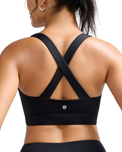 RUNNING GIRL Sports Bra for Women, Molded Cup Strappy Running High Impact Sports Bra with Sewn in Pads L