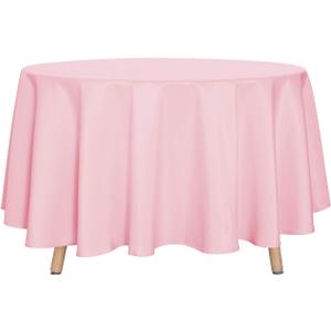 sancua Round Tablecloth - 90 Inch - Water Resistant Spill Proof Washable Polyester Table Cloth Decorative Fabric Table Cover for Dining Tables, Buffet Parties and Camping, Pink