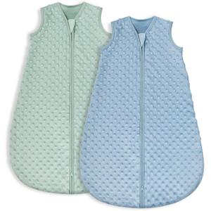 Yoofoss Fleece Baby Sleep Sack 6-12 Months with Plush Dots, TOG 1.5 Baby Wearable Blanket with 2-Way Zipper, Organic Cotton Toddler Sleep Sack Fleece, M
