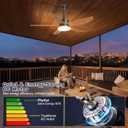 Outdoor Ceiling Fan with Lights, 42 Inch Plug in Gazebo Fans with Remote APP Control, Quiet DC Motor, Dimmable 3CCT, Waterproof Hanging Fans for Patios, Porch, Wood Color