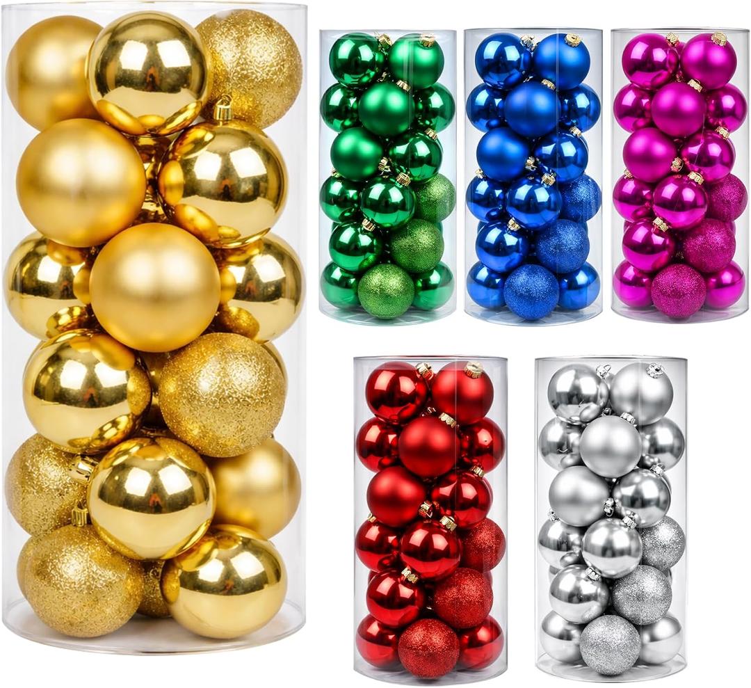 24ct Gold Christmas Ball - 1.18 Inch Shatterproof Christmas Tree Decoration Ornaments Hanging Ball for Xmas Tree, Holiday, Wedding, Party