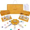 GOTHINK Mexican Train Dominoes Set, Double 12 Dominos Set for Kids Adults and Family, Dominoes Tile Board Game with Tiles Holders*8, Colorful Metal Trains*9, Wooden Hub, Scoreboards*2, Wooden Case