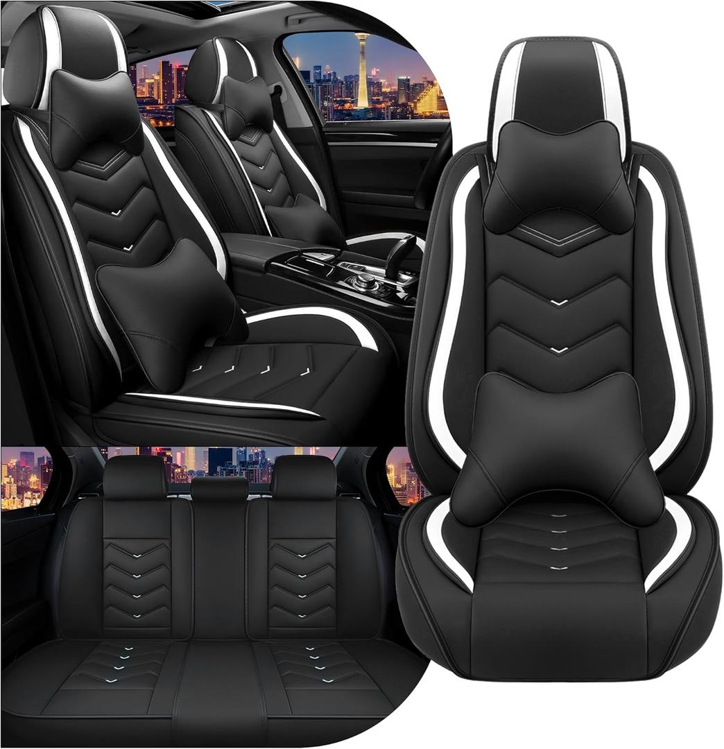 Car Seat Covers for Honda Civic 2000-2026, Stylish Sport Seat Cover, Premium Nappa Leather Car Seat Cover. Automobile Seat Covers Sets.(Luxury 5 Seats/Black White) Car Seat Covers for Honda Civic 2000-2026, Stylish Sport Seat Cover, Premium Nappa Leather Car Seat Cover. Automobile Seat Covers Sets.(Luxury 5 Seats/Black White)