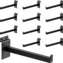 8 Inch Square Tubing Slatwall Shelf Bracket , Heavy Duty Slat Wall Floating Shelf Bracket with Lip, Slatwall Accessories for Retail Display, Garage (12Pcs, Black)