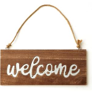Wooden Welcome Sign Disco Glass Door Decor Rustic Welcome Sign for Front Door, Porch, Entryway