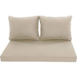 Outdoor Loveseat Cushions, Waterproof Weather & Fade Resistant Seat and Backrest Cushion Set for Couch, Swing, Bench, 46 x 26 Inch, Cream