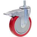 DICASAL 5 Inch Heavy Duty Stem Casters 360 Degree Swivel Thread Wheels with Metric Size M12-1.75 Screw Bolt Double Locking Brake Castor Wheel Load Capacity Upto 1200 Lbs Pack of Four