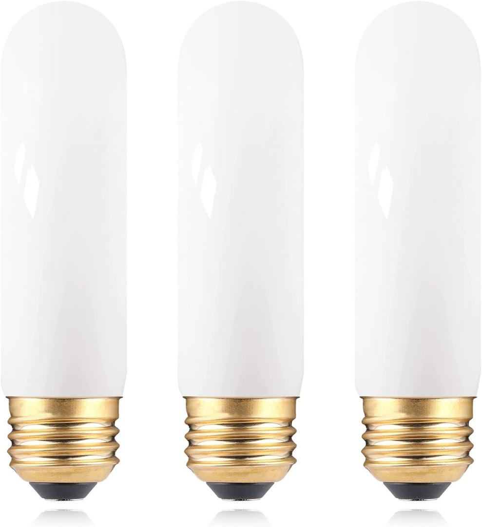 40W Equivalent Milky T10 LED Bulb, Deep Frosted Dimmable T30 Invisible Filament Edison Light Bulb, Soft Warm 2700K, 4 Watt E26 Standard Base Tubular LED Bulbs for Chandelier Piano Cabinet Lamp, 3 Pack