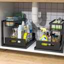 Bukfen Under Sink Organizer, Pull Out Cabinet Organizer 2-Tier Slide Out Sliding Shelf Under Cabinet Storage Multi-Use for Under Kitchen Bathroom Sink Organizers and Storage, 2 Pack